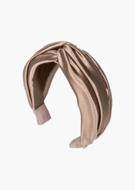 Twist Headband in Silk Satin -- Cappuccino