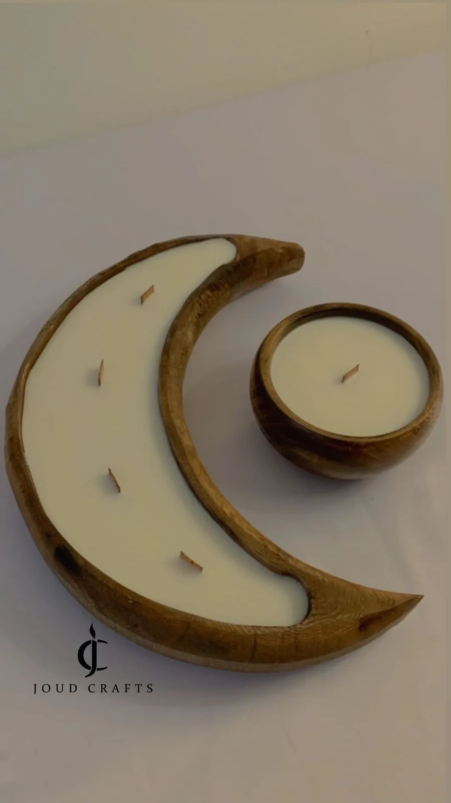 Wooden Crescent Candle